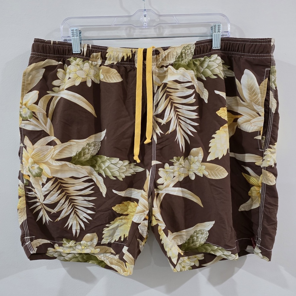 Tommy Bahama Relax Mens Swim Trunks Size XL Floral Tropical Vacation Beach Brown